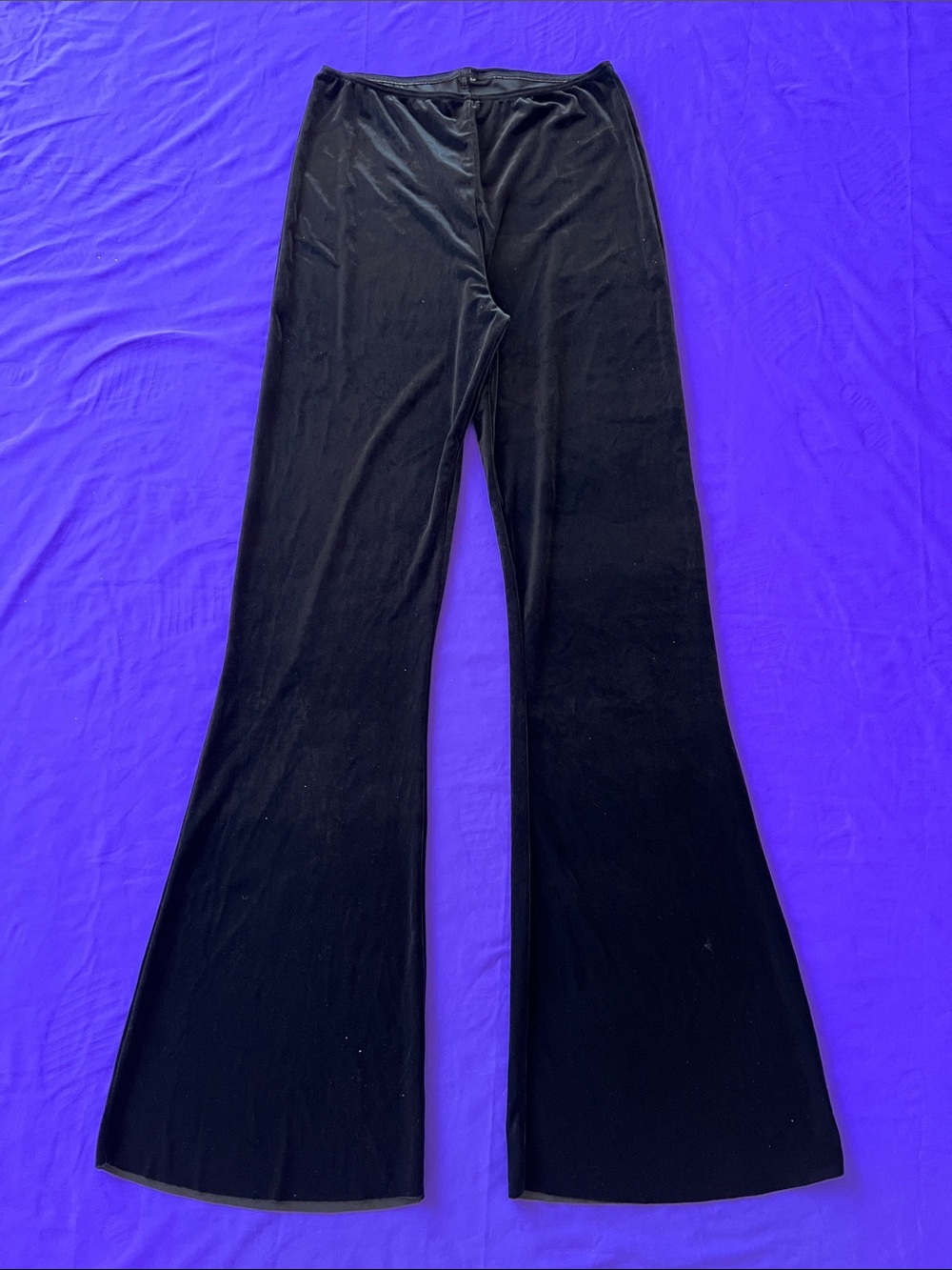 Black Stretch Velvet Flare Dance Pants M NWOT